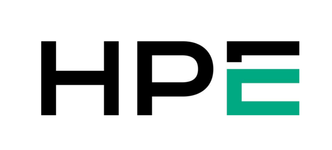 Een bedrijfslogo met de letters “HPE” in zwart en groen op een witte achtergrond, dat Hewlett Packard Enterprise en zijn technologische merkidentiteit vertegenwoordigt.