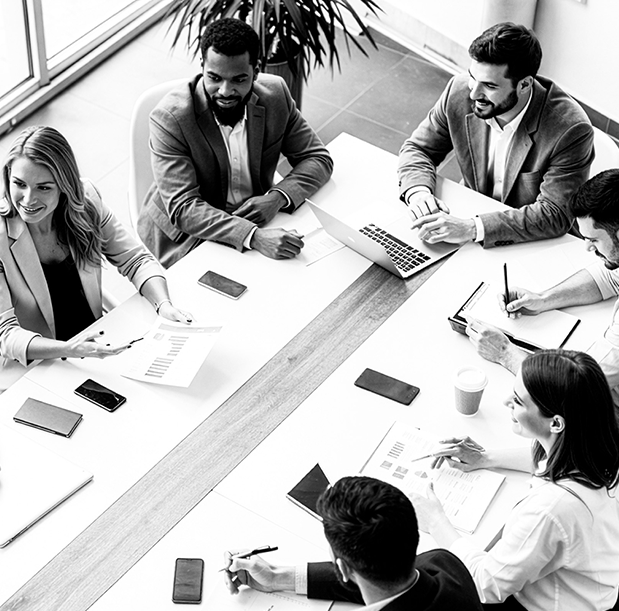 Diverse business team in strategy meeting